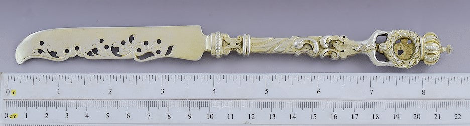 Ornate late 1800s/early 1900s German .850 Silver Fish / Dessert Knife 8.5"