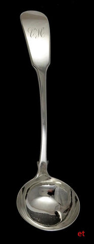 1825 antique Scottish sterling silver Fiddle pattern gravy/sauce ladle