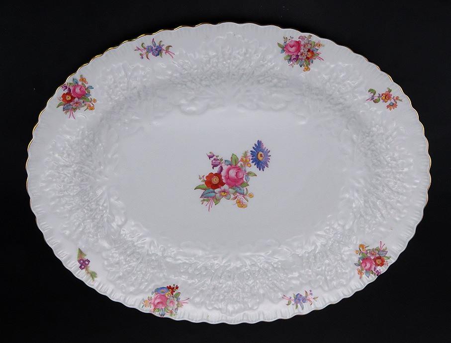 English Porcelain Copeland Spode Dresden Rose Savoy Platter/Serving Tray
