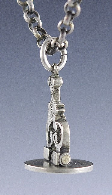 Antique Turkish Solid 800 Silver Engraved Fob Seal Charm