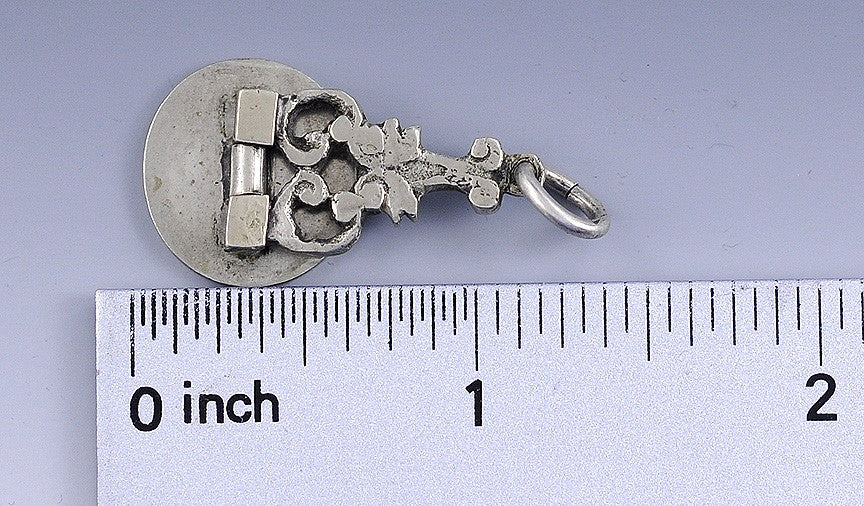 Antique Turkish Solid 800 Silver Engraved Fob Seal Charm