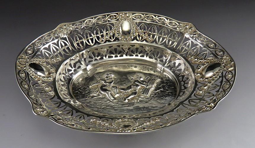 Antique German 1800's Hand Made Silver Tray/Dish/Bowl - No Monogram