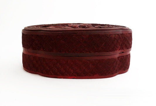 Mid/Late 1800s Antique Chinese Carved Cinnabar Lacquer Red Dresser Ink Box