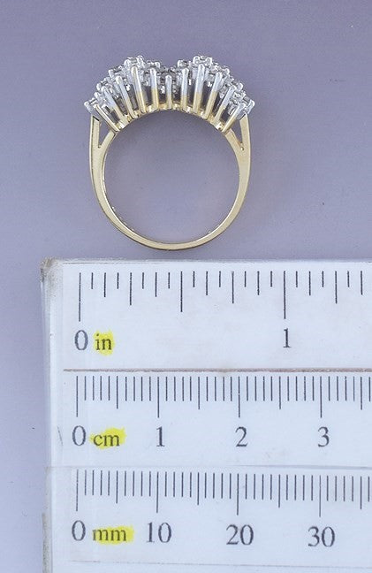 Dazzling 14k Yellow & White Gold & 1.5ct Diamond Wave Ring Size 6.25
