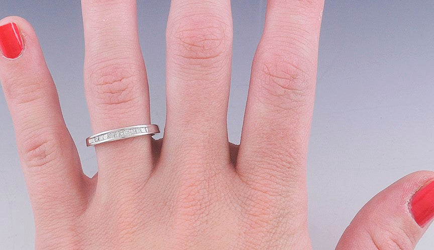 Elegant 14K White Gold & .25CT Diamond 10 Stone Anniversary Band Ring