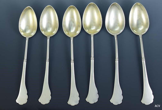 6 Gorgeous Vintage Polish 875 Purity Silver Hand Engraved Spoons