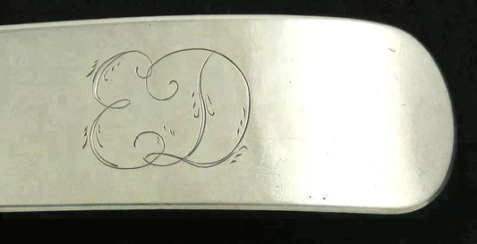 Antique c1800 American Coin Silver Serving Spoon 9 1/4” ED Monogram