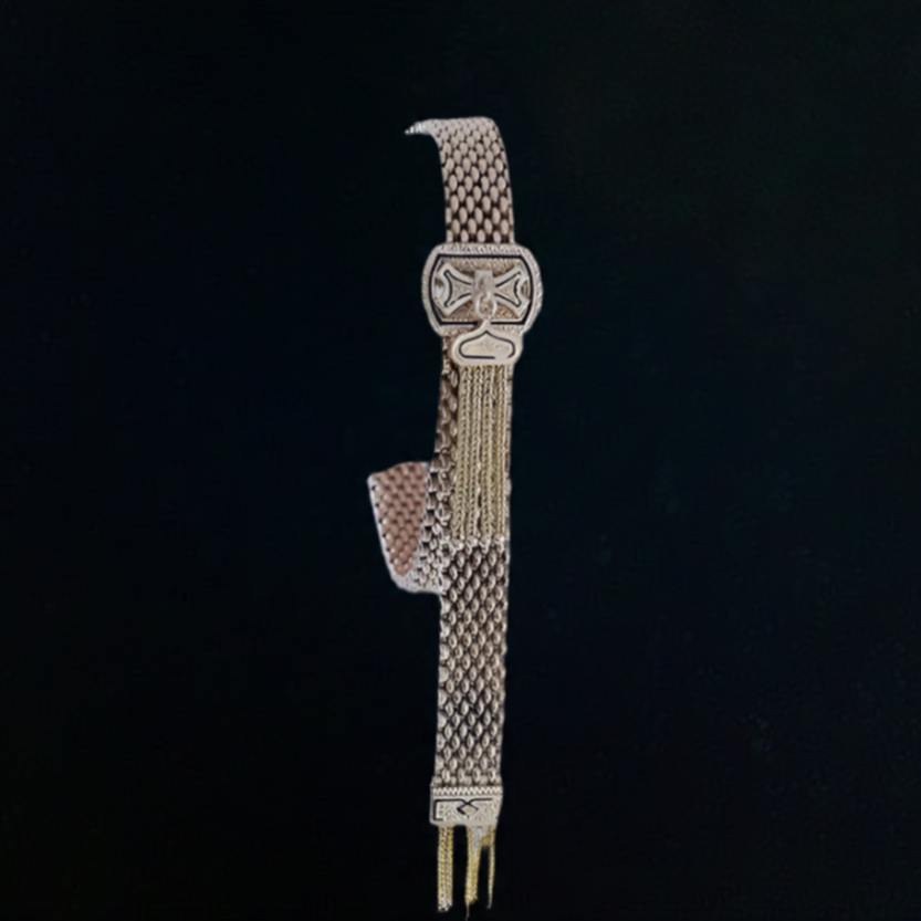 c1877 Lovely American Victorian 10k Gold Hand Engraved Slide Tassel Bracelet
