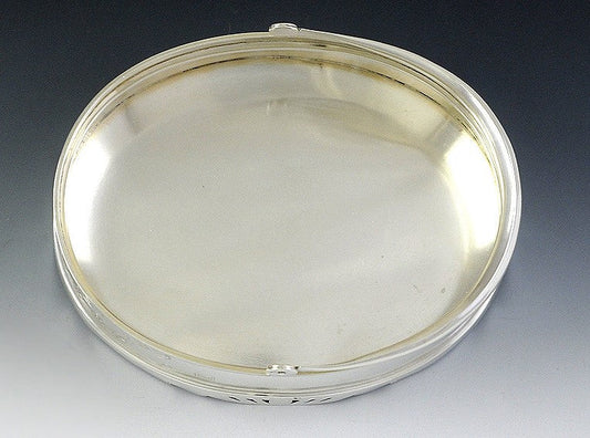 Antique c1900 Russian Silver Engraved Swing Handle Basket