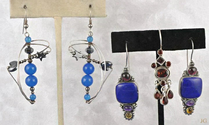 3 pc Lot of Earrings 4 Pierced Ears Sterling Hematite
