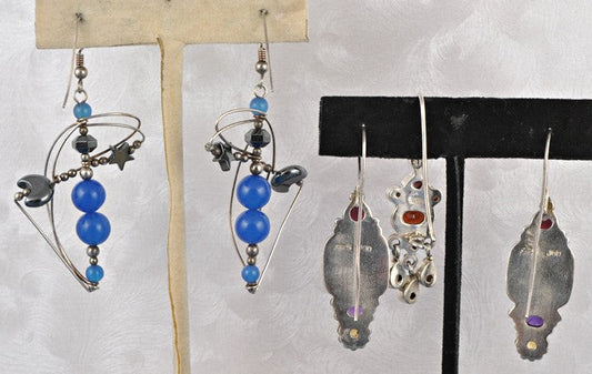 3 pc Lot of Earrings 4 Pierced Ears Sterling Hematite