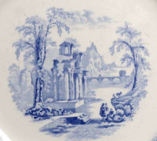 6 c1850 English James Edwards Ironstone Transferware Corinth Dinner Plates