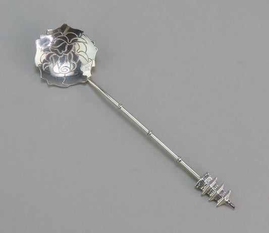 6 Lovely Japanese Sterling Silver Floral Traditional Theme Souvenir Spoons