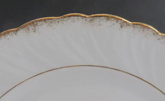 Superb set 5 Antique European White Gold Gilt Porcelain 9 1/2” Plates