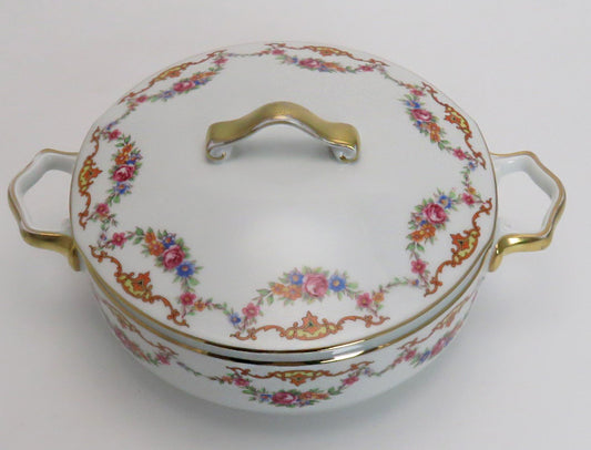 Large Czech Epiag 9561 Floral Covered Entree Serving Dish