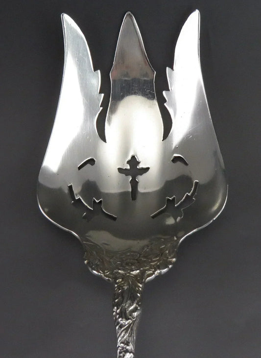 Art Nouveau Sterling Silver Reproduction Cast Six Fleur Serving Fork