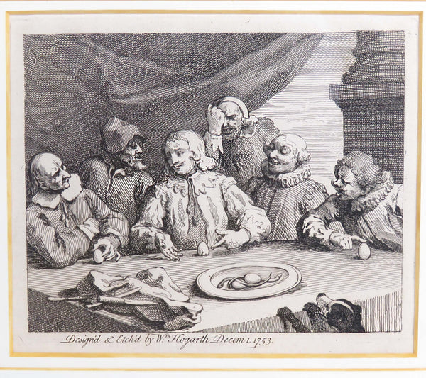 Circa 1753 English William Hogarth Columbus Breaking Egg Print, Period Piece