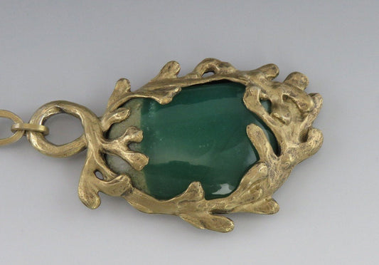 Vintage Artisan Gilt Silver Mtorolite Sea Motif 2 Pc Sash-Style Belt Clasp