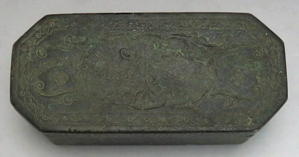 Superb c1856 Turkish? Middle Eastern? Bronze Hand Engraved Snuff Box