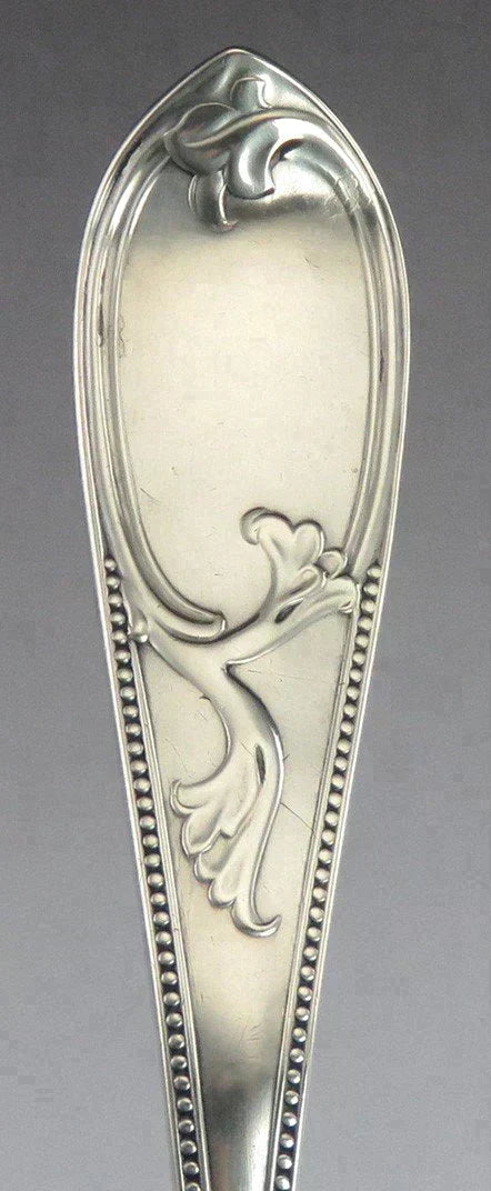 Antique 19th Century American Coin Silver Florentine Pattern Soup/Punch Ladle