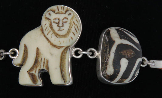 1950's-1970's Tibetan Sterling Silver Lion Bracelet