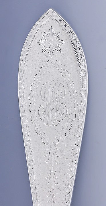 Vintage Durgin Sterling Silver Bright Cut Irish Star Serving Fork 8"