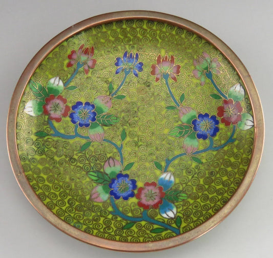 Early 1900's Chinese Cloisonné Enamel Brass Matchstick Ashtray Smoking Set
