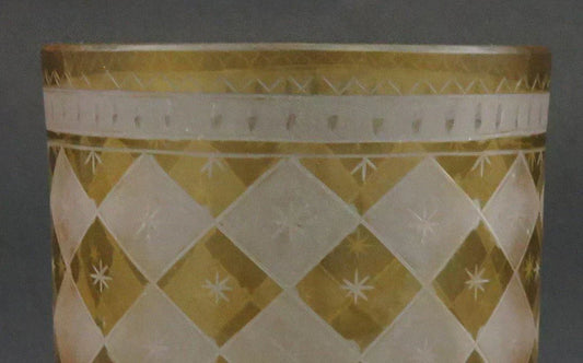 c1800-1825 Beautiful Antique Bohemian Cut Amber Frosted Glass Tumbler Cup