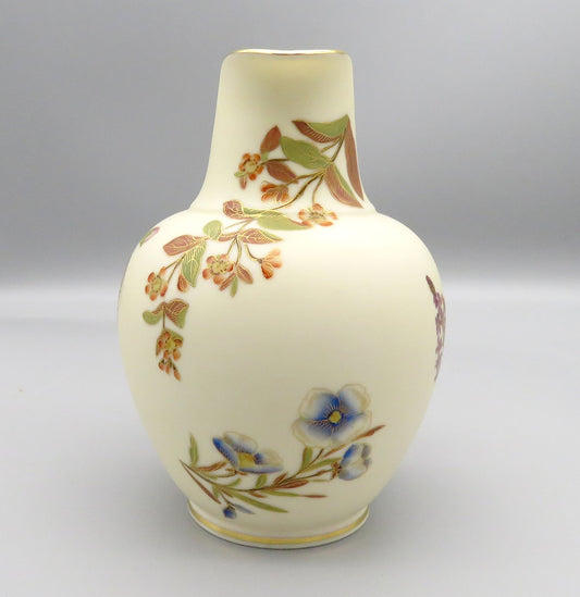 Antique 1886 Royal Worcester English Ivory Porcelain Floral Pitcher Jug 6 1/4"