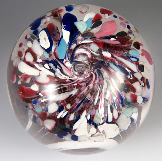 Vintage Studio Art Glass Hand Blown Lampwork Colorful Swirl Paperweight