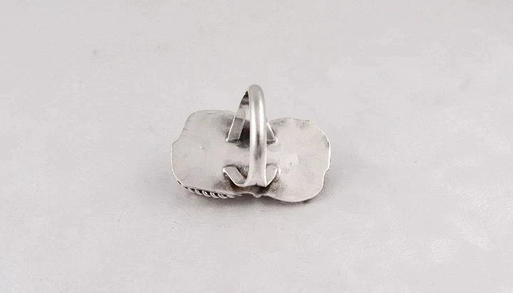 Southwestern Sterling Silver Coral Turquoise Ring Size 8.5
