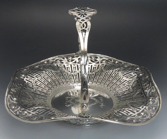 Late 1800's- Early 1900's German Continental Sterling Silver Swing Handle Basket