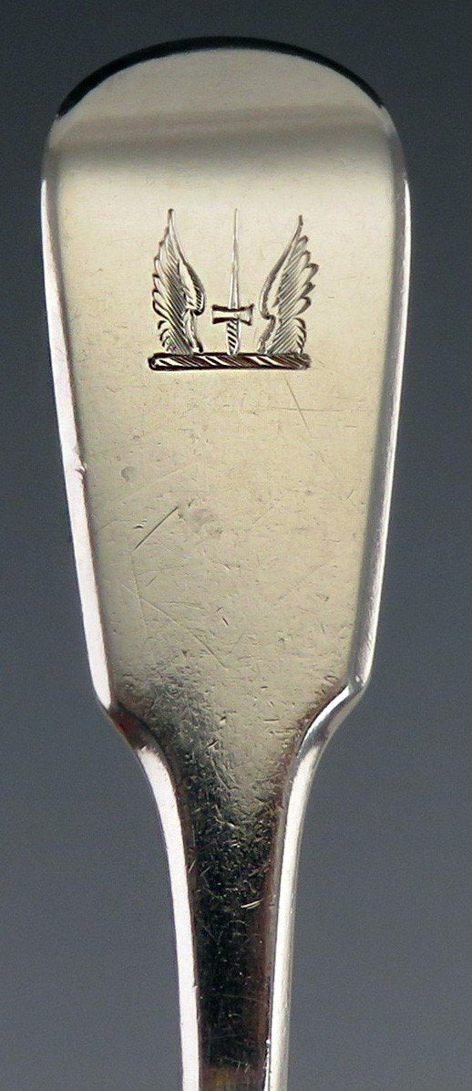 Antique 1822 English Sterling Silver Fiddle Sword & Wings Sauce/Gravy Ladle