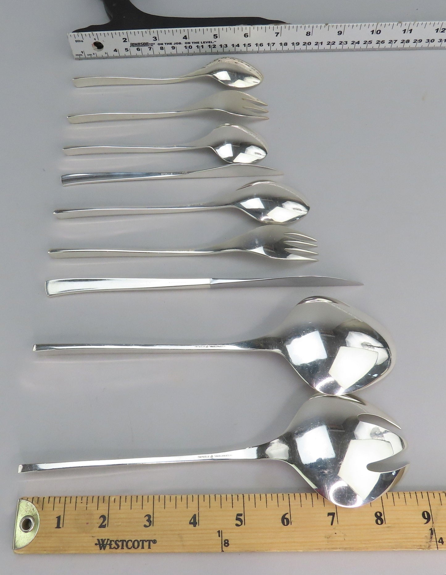 63pc International Sterling Silver Vision Flatware Set R. H. Pearson Mid Century