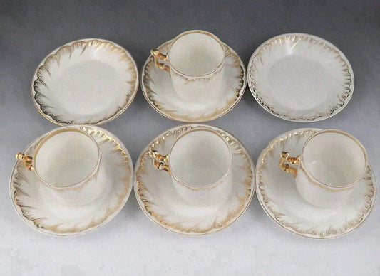 Lovely 10pc set Antique/Vintage Gilt Porcelain 4 Demitasse Cups & 6 Saucers