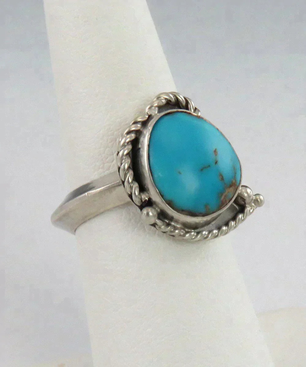 Southwest Native American Indian Sterling Silver and Turquoise Ring Size 6