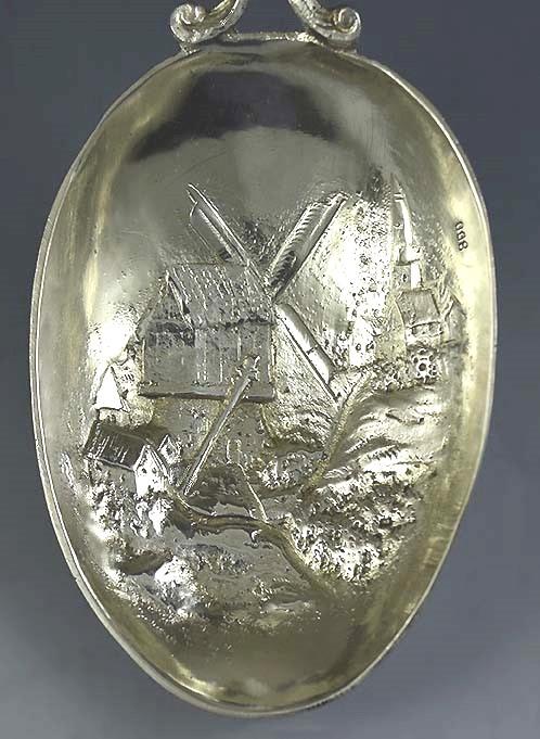 Antique 800 Silver German Spoon w/ Dutch Scene