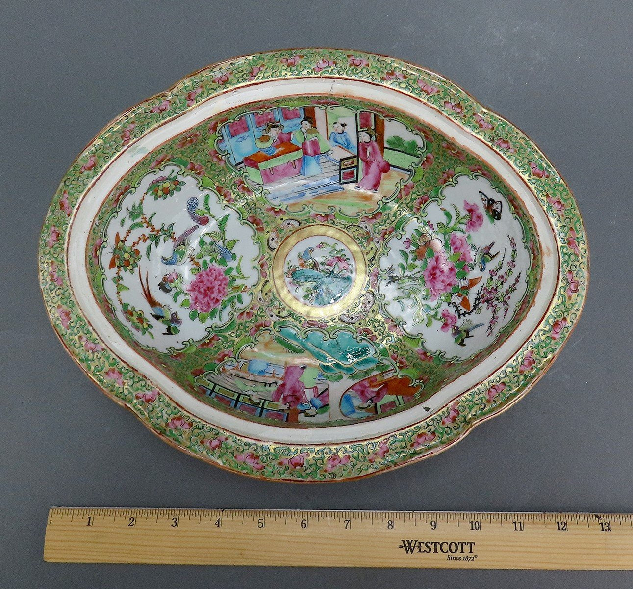 C1860s Chinese Export Porcelain Famille Rose Medallion Gilded Covered Dish