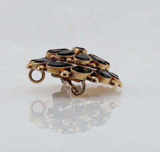 Antique Victorian 14K Gold & Onyx Stone Mourning Memorial Jewelry Pin/Brooch