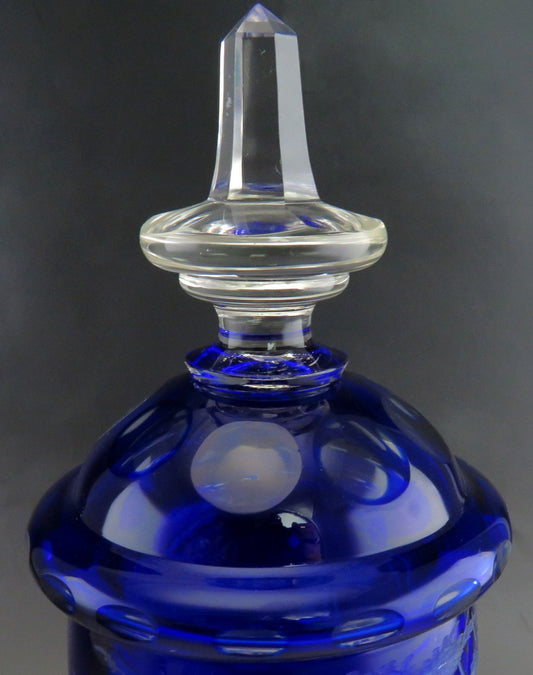 Rare Antique 1860s Bohemian Cut Glass Forest Wildlife Theme Covered Urns