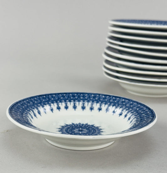 11 Royal Worcester Fruit Bowls Blue and White 1890 to 1902 Antique