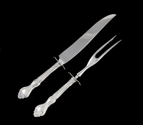 Vintage 2pc Sterling Silver Manchester Amaryllis 1951 Fork Knife Carving Set