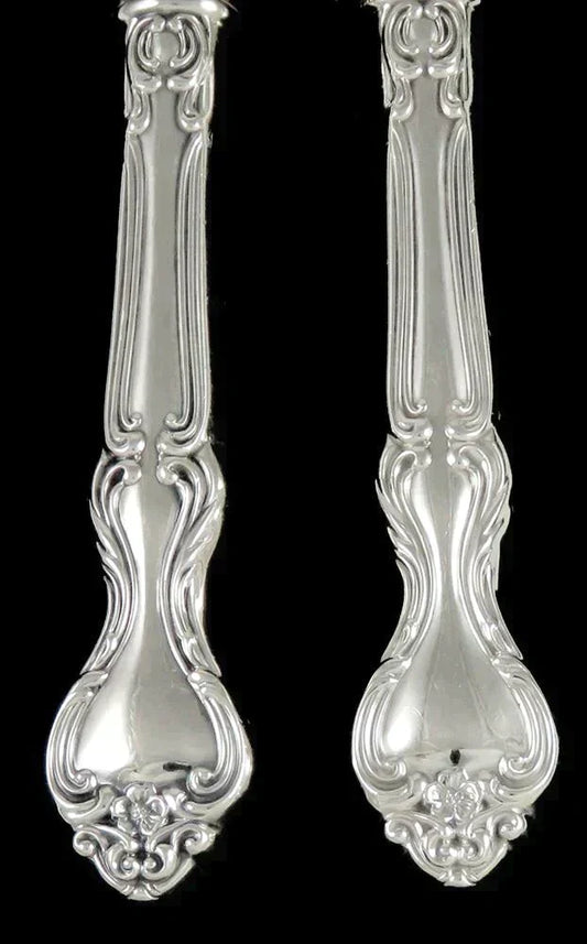 Vintage 2pc Sterling Silver Manchester Amaryllis 1951 Fork Knife Carving Set