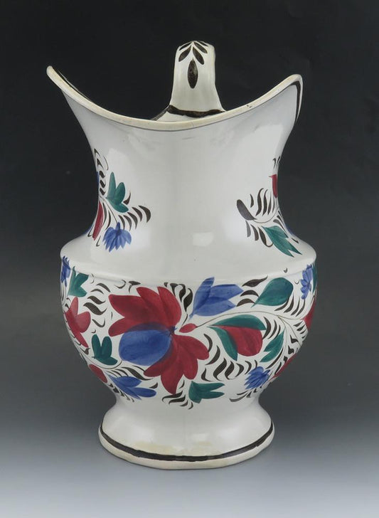 Antique UK c1830's Handpainted Pottery Porcelain Provincial Ewer Pitcher 1800's