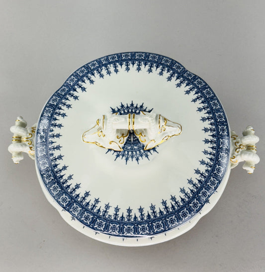 Fancy Royal Worcester Covered Serving Bowl With Ram's Heads 1890