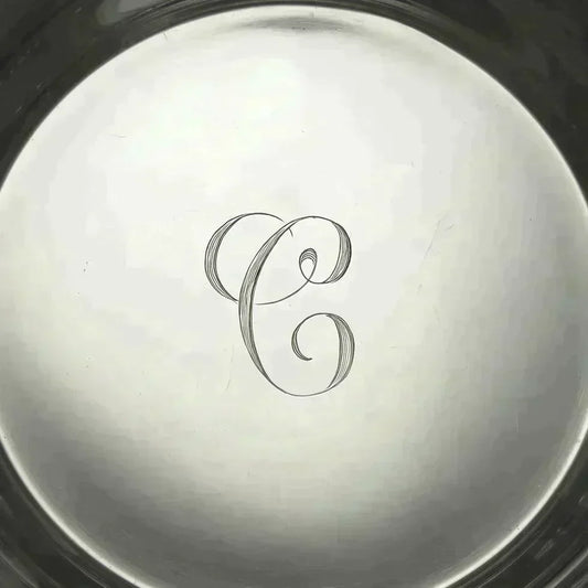 Fab Kirk Sterling Silver Hand Chased Floral Repousse Bowl C Monogram