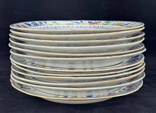 Rare Set 10 c1815 English Georgian Davenport Flying Bird 9.5" Luncheon Plates