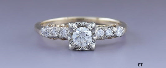 Dazzling 14k Yellow Gold & ~.38ct Diamond Engagement Ring Size 7