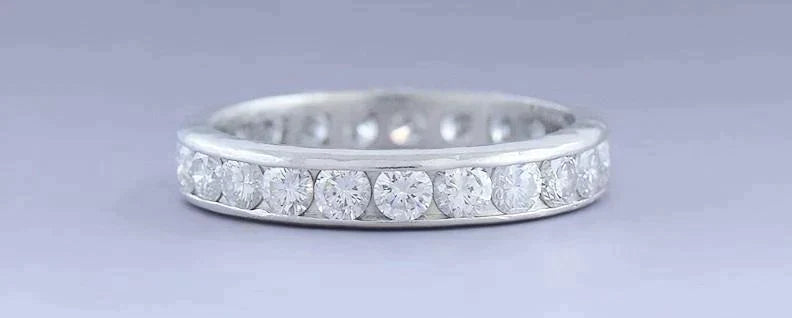 Dazzling VTG Platinum & ~1.5ct Diamond Eternity Band Ring sz 5 3/4