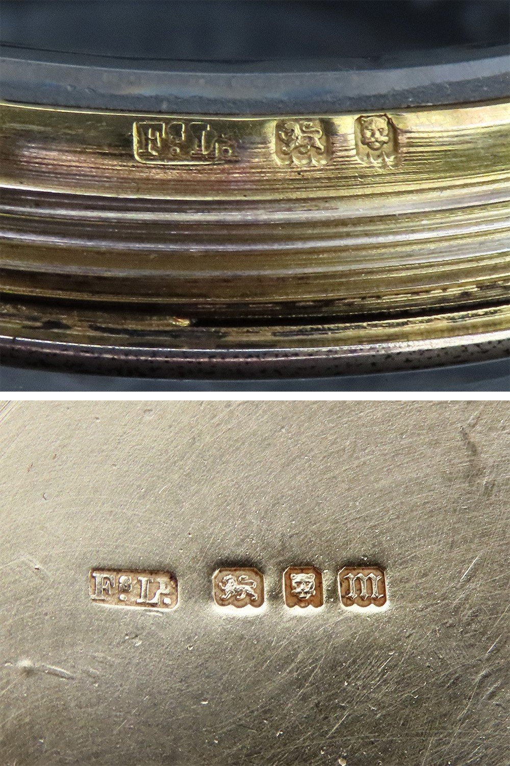 Superb Pair 1927 English Sterling Silver Gilt Cut Glass Dresser Powder Jars